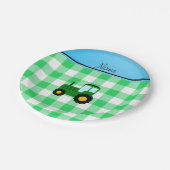 Assiettes En Carton Nom personnalisé tracteur vert vérificateur vert t (Angle)