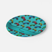 Assiettes En Carton Nom personnalisé turquoise atv motif (Angle)