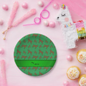 Assiettes En Carton Nom personnalisé vert Allemand short pointeur chie (Fête)