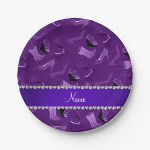 Assiettes En Carton Nom personnalisé violet femme chaussures motif