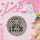 Assiettes En Carton NOM PERSONNALISÉ Wild West Gun Revolver Saloon (Fête)