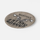 Assiettes En Carton NOM PERSONNALISÉ Wild West Gun Revolver Saloon (Angle)