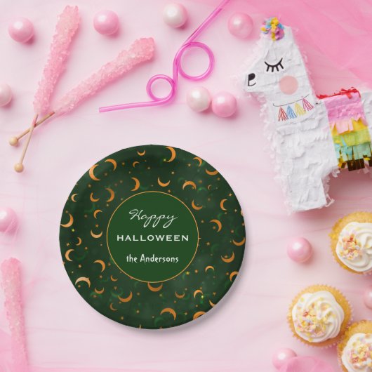 Assiettes En Carton Nom sur Crescent Moons & Stars Bokeh Motif 7 po (Fête)