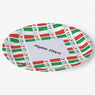 Assiettes En Carton Nom tricolore moderne ici Bandiera italienne carre