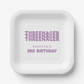 Assiettes En Carton Nom trienager 3e anniversaire Lilac (Recto)