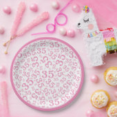Assiettes En Carton Nombre aléatoire de 35 ans Motif rose/blanc (Fête)