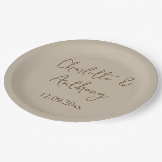 Assiettes En Carton Noms de calligraphie créative mariage Date (Angle)