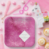 Assiettes En Carton Noms de l'aquarelle du mariage Fuchsia ID954 (Fête)