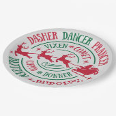 Assiettes En Carton Noms des rennes Arrondi Word Art (Angle)