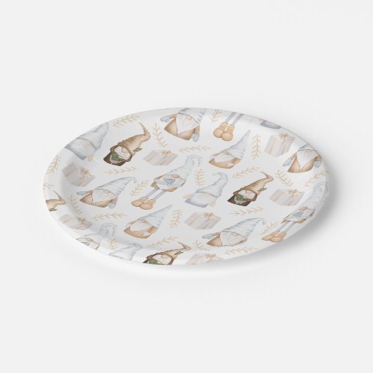Assiettes En Carton Nordic Noël Festive Gnomes (Angle)