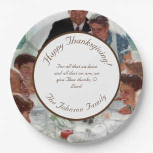 Assiettes En Carton Norman Rockwell personnalisable Thanksgiving