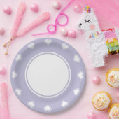 Assiettes En Carton Nos Coeurs 8 bits en Plaque de papier lavande (Fête)