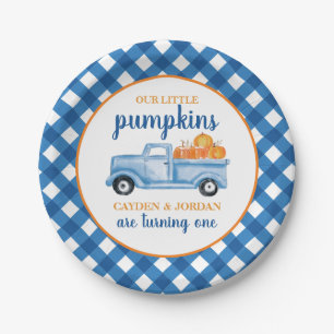 Assiettes En Carton Nos petits citrouilles camion bleu jumeaux 1er ann