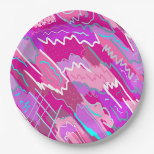 Assiettes En Carton Nostalgie des années 90 Pop Art en Magenta
