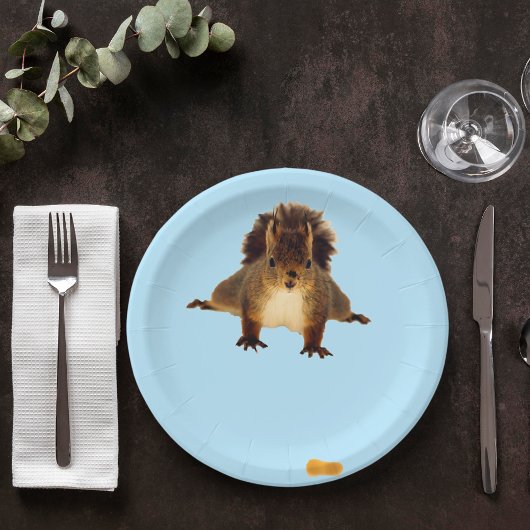 Assiettes En Carton Nosy red squirrel in snow blue