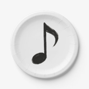Assiettes En Carton Note de musique minimaliste – Style pinceau à encr