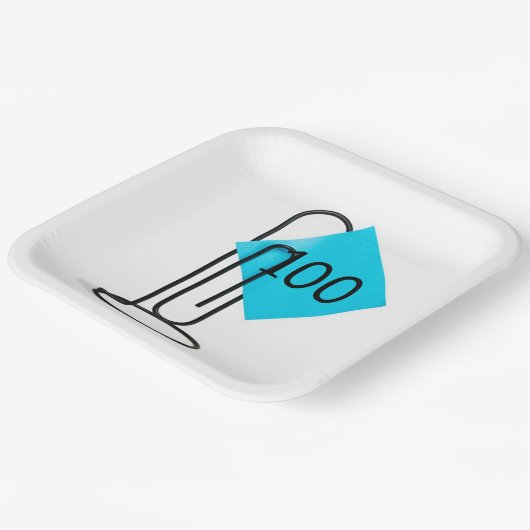 Assiettes En Carton Note de rappel 100e anniversaire sur un clip papie (Angulaire)
