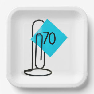 Assiettes En Carton Note de rappel du 70e anniversaire sur un clip pap