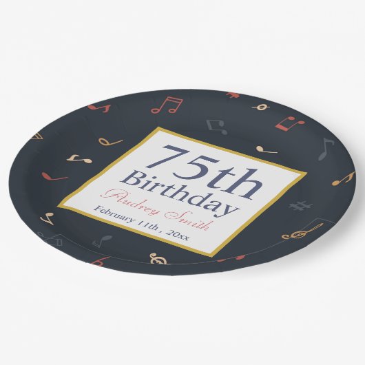 Assiettes En Carton Note musicale colorée Anniversaire (Angle)