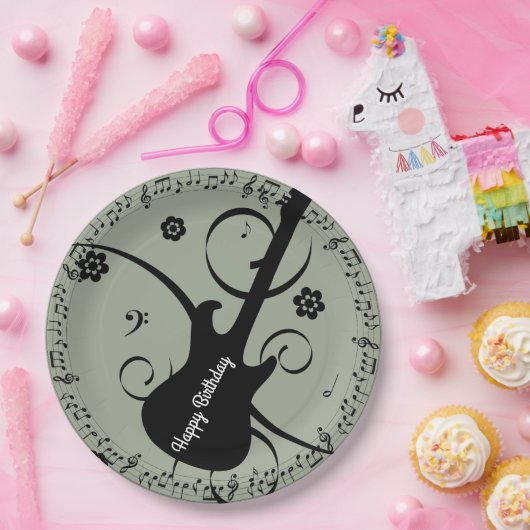 Assiettes En Carton Notes d'anniversaire joyeuses de musique noire Fle (Fête)