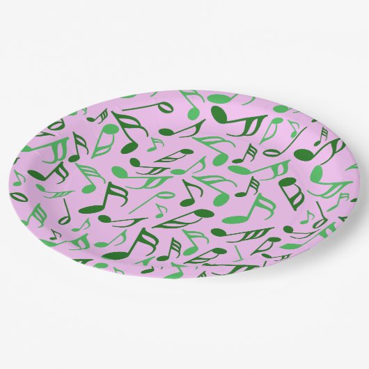 Assiettes En Carton Notes de musique colorée (Angle)