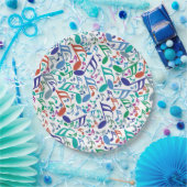 Assiettes En Carton Notes de musique colorée (Fête)