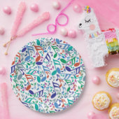 Assiettes En Carton Notes de musique colorée (Fête)