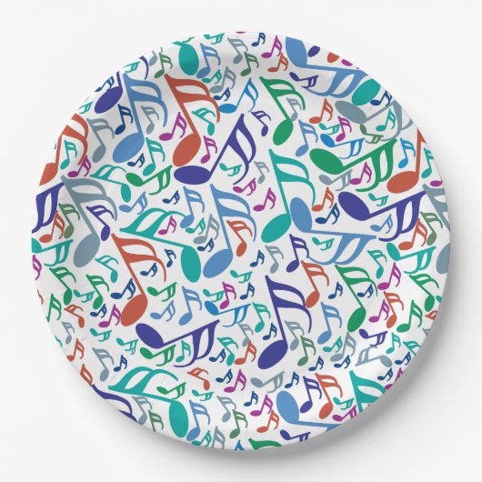 Assiettes En Carton Notes de musique colorée (Devant)
