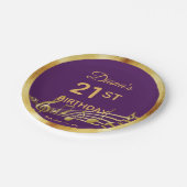 Assiettes En Carton Notes de musique dorée violette d'anniversaire (Angle)