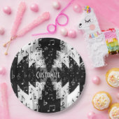 Assiettes En Carton Notes de musique Echo noir et blanc (Fête)