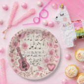 Assiettes En Carton Notes de musique et fleurs élégantes (Fête)