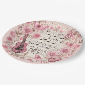 Assiettes En Carton Notes de musique et fleurs élégantes (Angle)