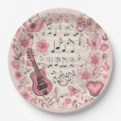 Assiettes En Carton Notes de musique et fleurs élégantes (Devant)