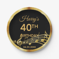 Notes de musique or à 40e anniversaire sur le noir