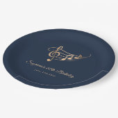 Assiettes En Carton Notes d'or élégantes Anniversaire (Angle)