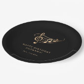 Assiettes En Carton Notes d'or élégantes Anniversaire (Angle)