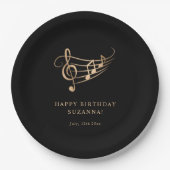 Assiettes En Carton Notes d'or élégantes Anniversaire (Devant)