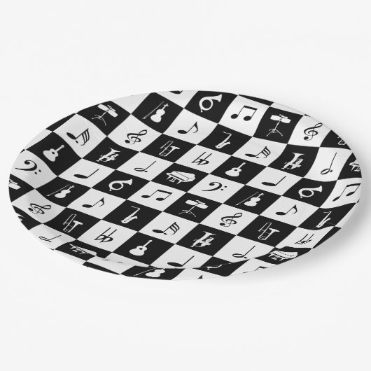 Assiettes En Carton Notes et instruments de musique moderne et élégant (Angle)