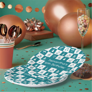 Assiettes En Carton Notes et instruments de musique turquoise et blanc