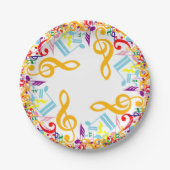 Assiettes En Carton Notes musicales arrondies (Devant)