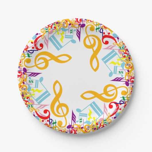 Assiettes En Carton Notes musicales arrondies (Devant)