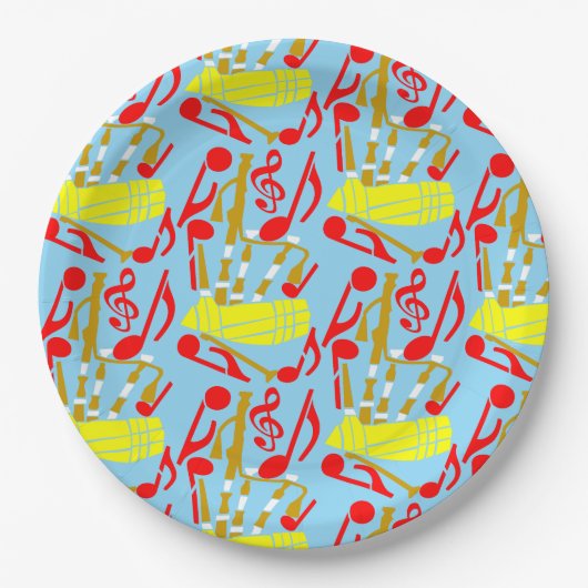 Assiettes En Carton Notes musicales de Bagpipes (Devant)