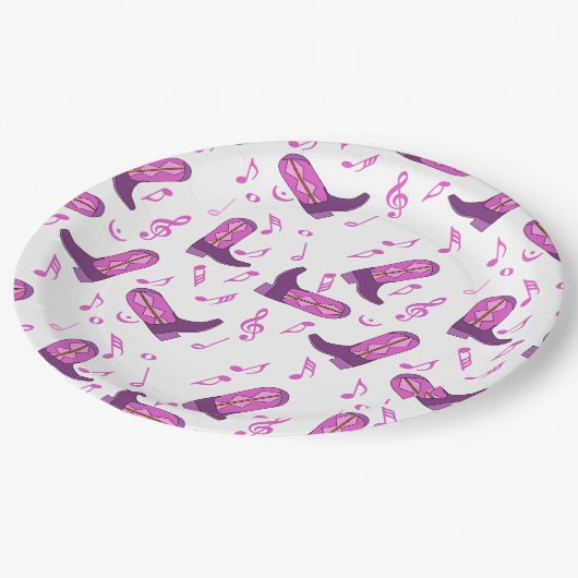 Assiettes En Carton Notes musicales des Boots de Cowboy (Angle)