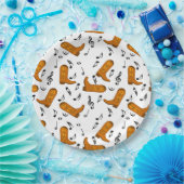 Assiettes En Carton Notes musicales des Boots de Cowboy (Fête)