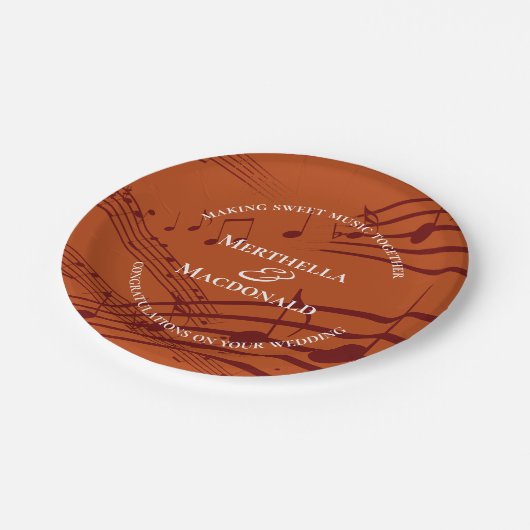 Assiettes En Carton Notes musicales d'Orange de Bourgogne moderne Mari (Angle)