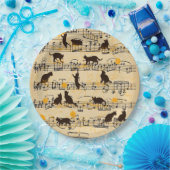 Assiettes En Carton Notes musicales et chatons (Fête)