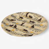 Assiettes En Carton Notes musicales et chatons (Angle)
