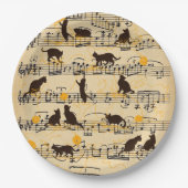 Assiettes En Carton Notes musicales et chatons (Devant)