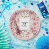Assiettes En Carton Notes musicales et fleurs Style rétro Anniversaire (Fête)