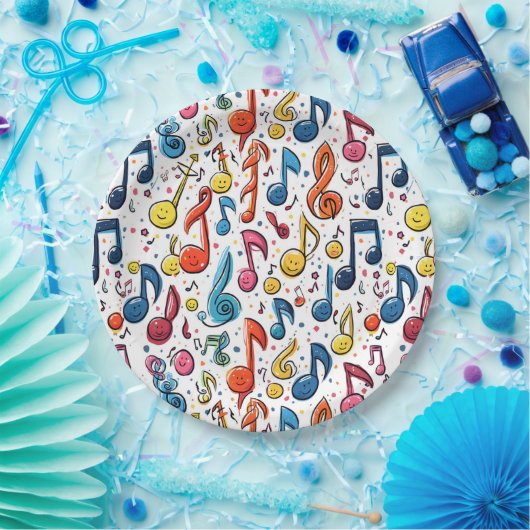 Assiettes En Carton Notes musicales Kawaii Art Design (Fête)